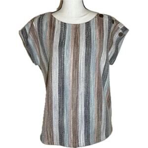 Boho Stripe Cap Sleeve Knit Top Anthropologie W5 Striped Blouse Top Medium